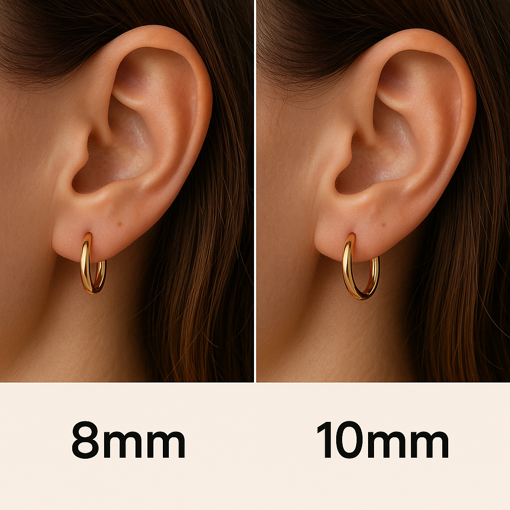 Visual Difference Between 8mm and 10mm Hoop Earrings
