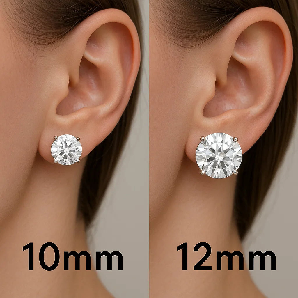 Visual Difference Between 10mm and 12mm Stud Earrings