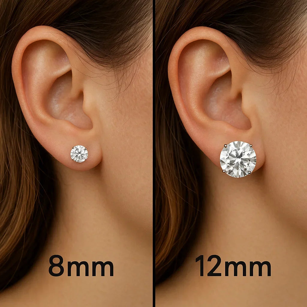 Visual Difference Between 8mm and 12mm Stud Earrings