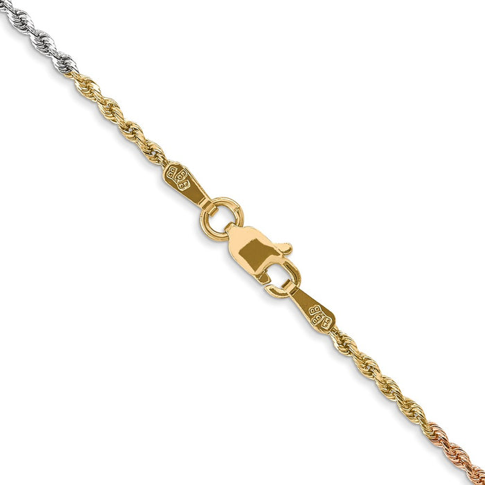 Buy 14K Tri-Color Diamond-Cut Rope Chain - 1.5mm Thickness, Stylish & Affordable-3