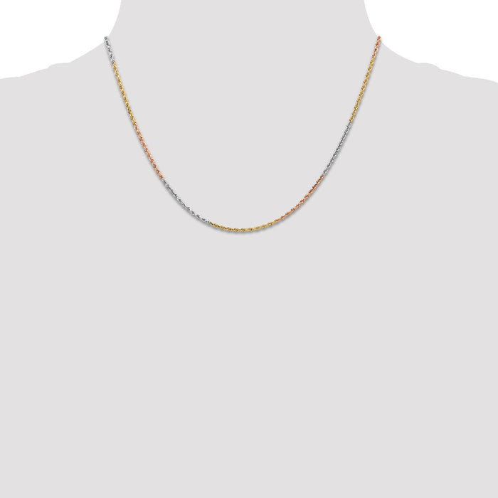 Buy 14K Tri-Color Diamond-Cut Rope Chain - 1.5mm Thickness, Stylish & Affordable-4
