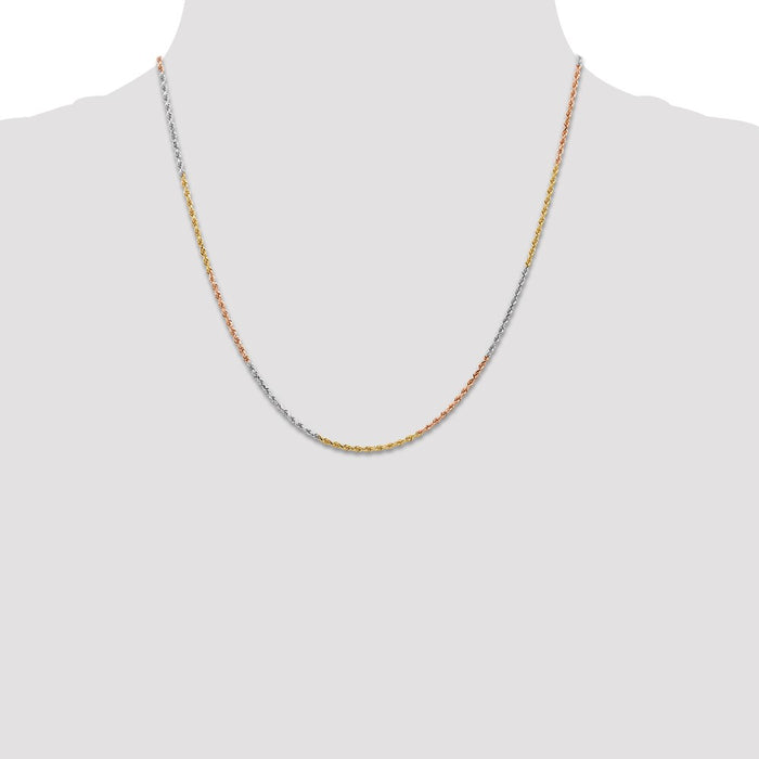 Shop Luxury 14K Tri-Color Diamond-Cut Rope Chain, 20-Inch, 1.5mm-4