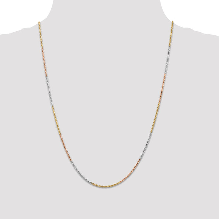 Buy Stylish 14K Tri-Color Diamond-Cut Rope Chain - 24-Inch, 1.5mm-4