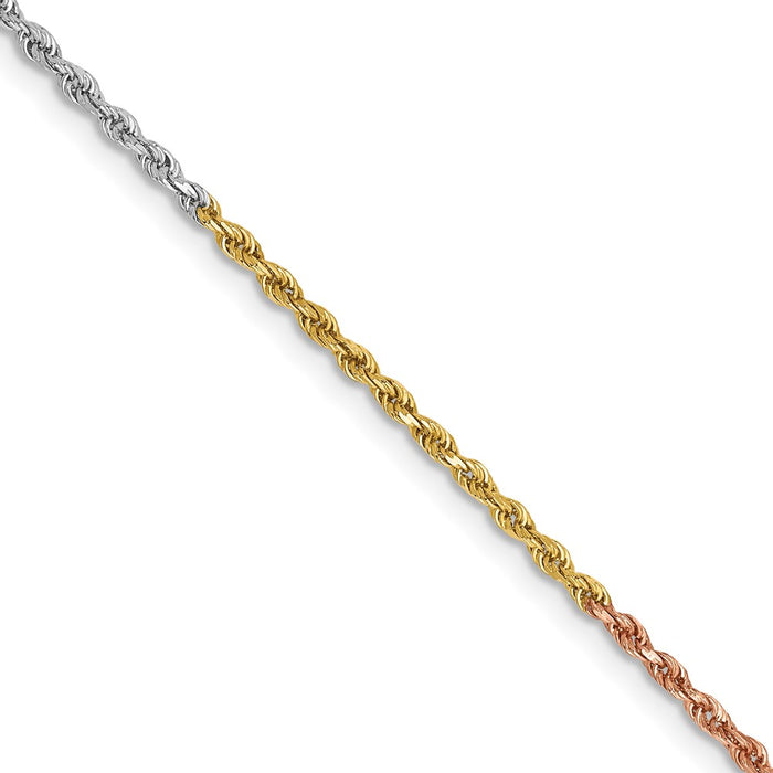 Buy Stylish 14K Tri-Color Diamond-Cut Rope Chain - 24-Inch, 1.5mm-1