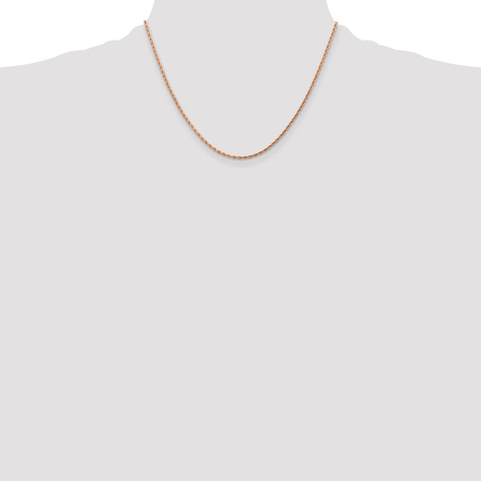 Buy 14K Rose Gold 18-Inch Diamond-Cut Rope Chain, 1.75mm Width - Stylish!-4