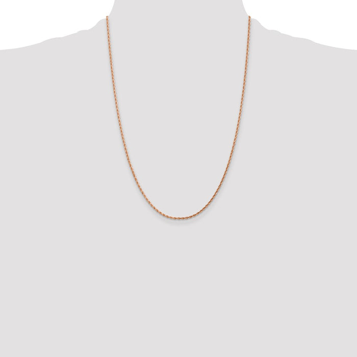 Exclusive 14K Rose Gold 24-Inch Diamond-Cut Rope Chain - Stylish 1.75mm-4