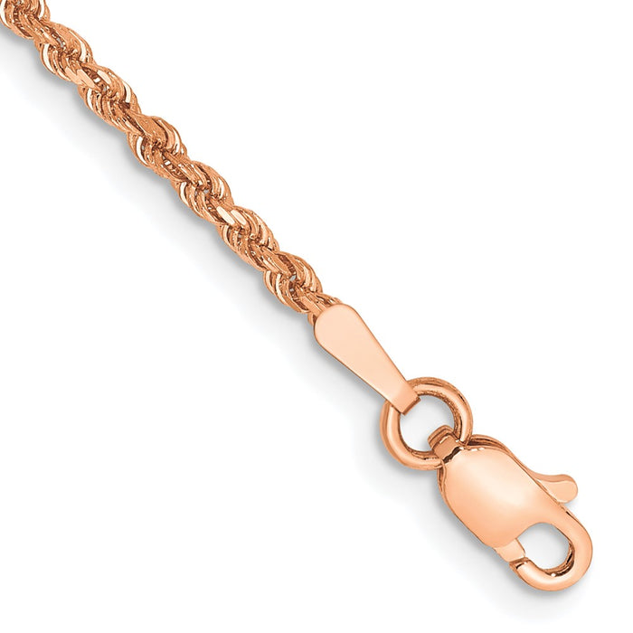 Buy 14K Rose Gold 7-Inch Diamond-Cut Rope Chain - Stylish 1.75mm Thickness-1