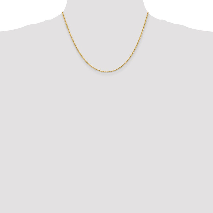 Shop 14K Gold 18-Inch 2mm Rope Chain - Stylish Luxury with Lobster Clasp-4