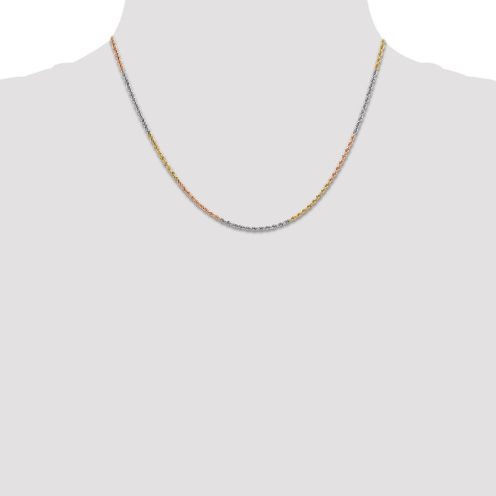 Buy 14K Tri-Color Diamond-Cut Rope Chain - 18", 1.75mm, Stylish Luxury!-4