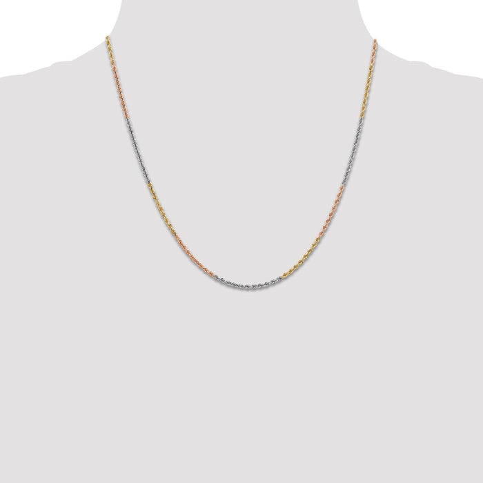 Exclusive 14K Tri-Color Diamond-Cut Rope Chain 20" - Stylish 1.75mm Design-4