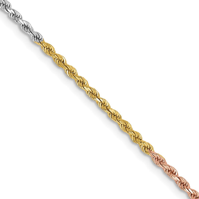 Buy 14K Tri-Color Diamond-Cut Rope Chain 24" 1.75mm - Stylish & Affordable!-1