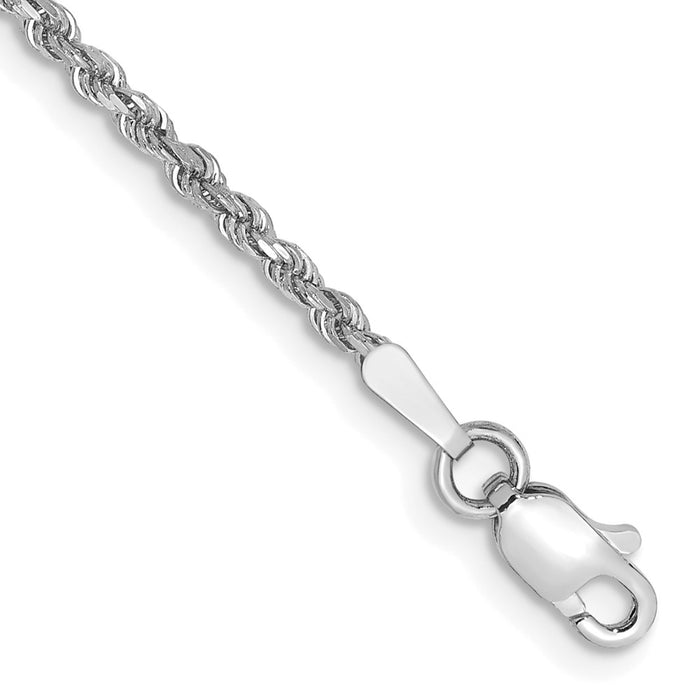 Exclusive 14K White Gold Diamond-Cut Rope Chain - 8-Inch, Stylish 1.75mm-1