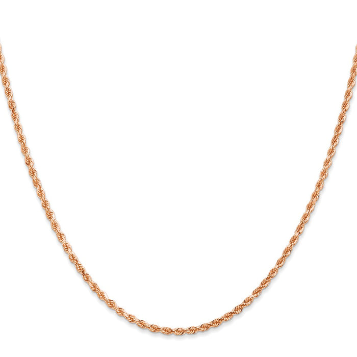 Buy 14K Rose Gold 16-Inch 2mm Diamond-Cut Rope Chain - Stylish & Durable!-2