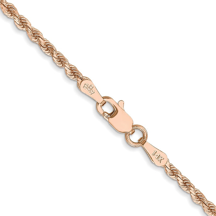 Buy 14K Rose Gold 16-Inch 2mm Diamond-Cut Rope Chain - Stylish & Durable!-3
