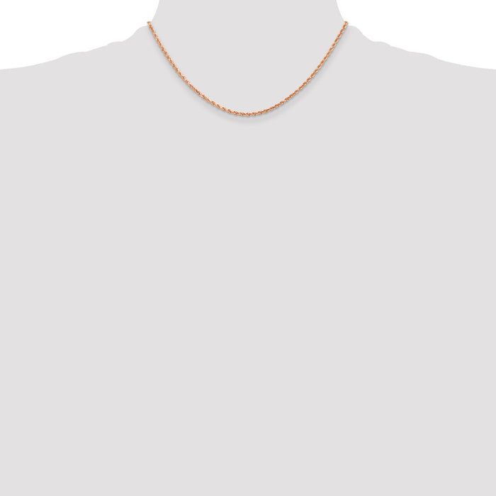 Buy 14K Rose Gold 16-Inch 2mm Diamond-Cut Rope Chain - Stylish & Durable!-4