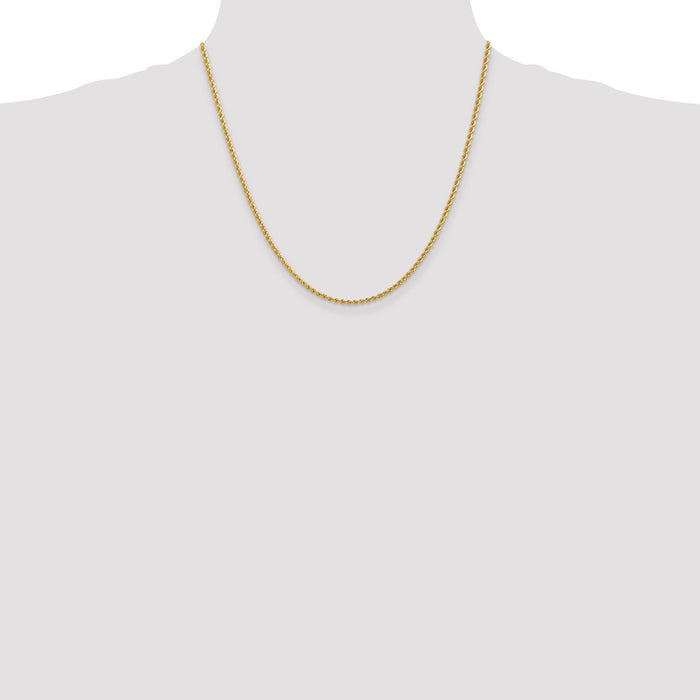Shop 14K Gold 20-Inch Classic Rope Chain, 2.25mm - Stylish Luxury Accessory-4