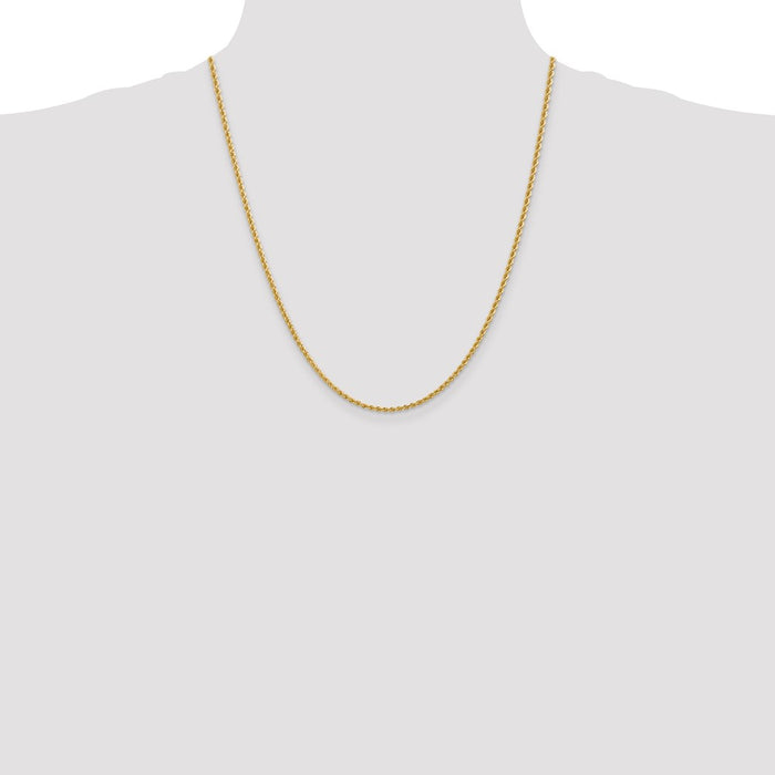 Buy 14K Gold 22-Inch Classic Rope Chain 2.25mm - Stylish & Affordable!-4