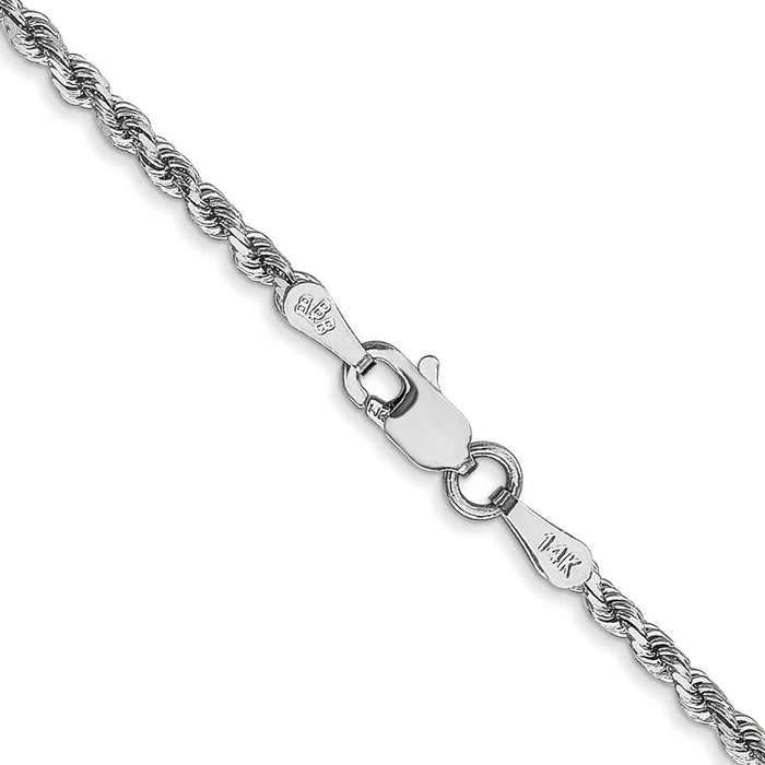 Buy 14K White Gold 22-Inch Diamond-Cut Rope Chain - Stylish & Affordable!-3