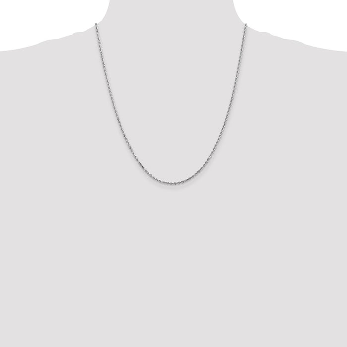 Buy 14K White Gold 22-Inch Diamond-Cut Rope Chain - Stylish & Affordable!-4