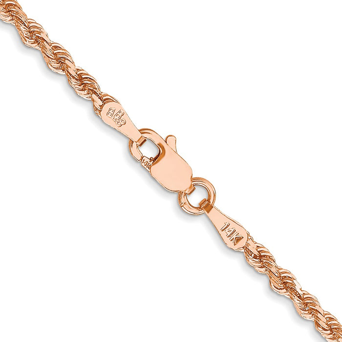 Buy 14K Rose Gold 24-Inch Diamond-Cut Rope Chain, 2.25mm - Stylish Value!-3