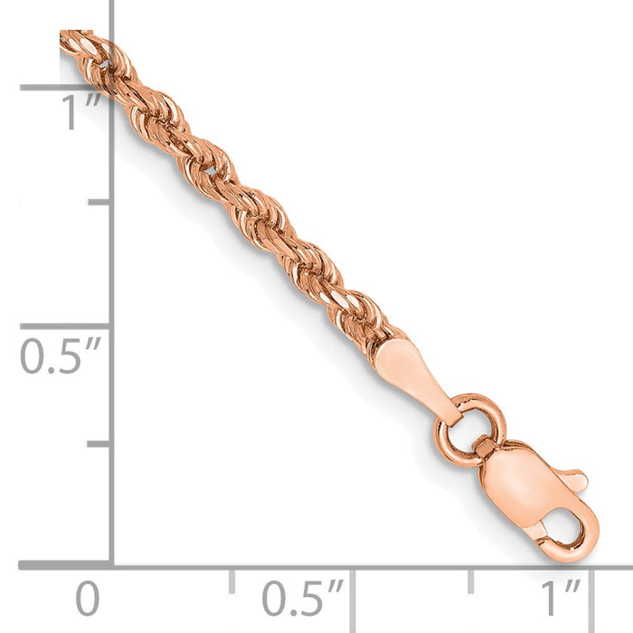 Buy Stylish 14K Rose Gold 8-Inch Diamond-Cut Rope Chain - 2.25mm Links-2