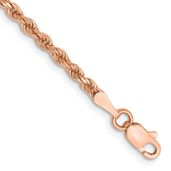 Buy Stylish 14K Rose Gold 8-Inch Diamond-Cut Rope Chain - 2.25mm Links-1