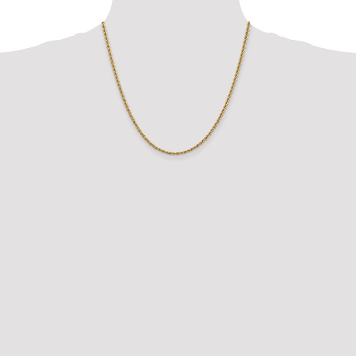 Buy 14K Gold 20-Inch 2.5mm Classic Rope Chain - Stylish & Durable Jewelry-4