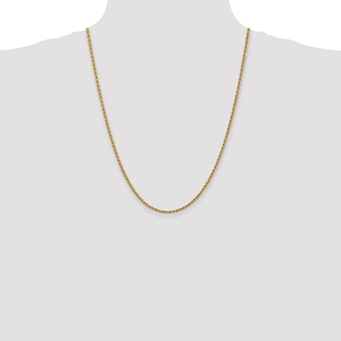 Buy 14K Gold 24-Inch 2.5mm Classic Rope Chain - Stylish & Durable Design-4