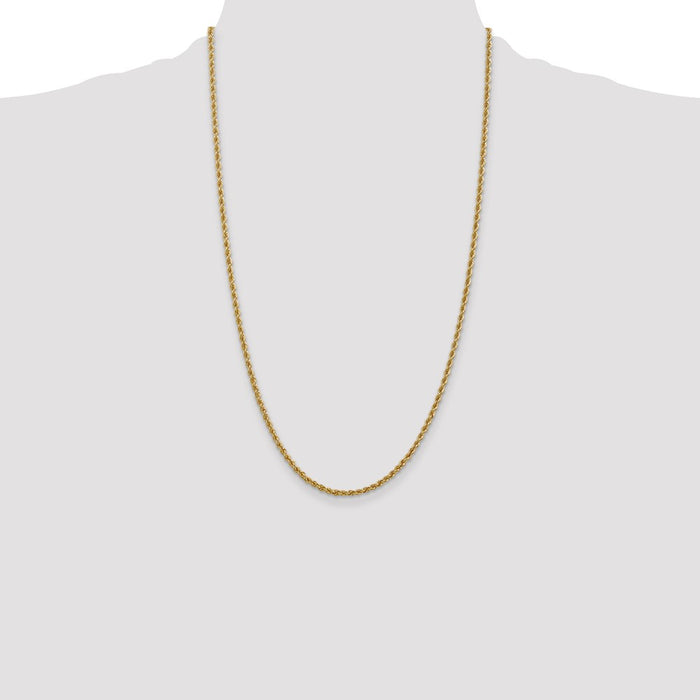 Shop 14K Gold 26-Inch 2.5mm Classic Rope Chain - Stylish & Affordable Luxury!-4