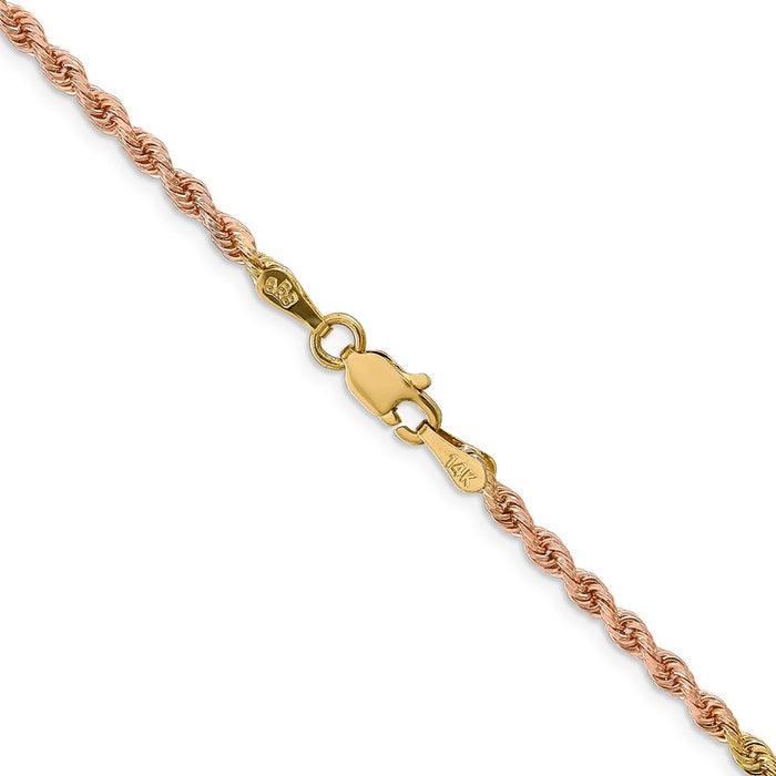 Buy Stylish 14K Tri-Color Diamond-Cut Rope Chain - 16 Inch, 2.5mm, Value!-3