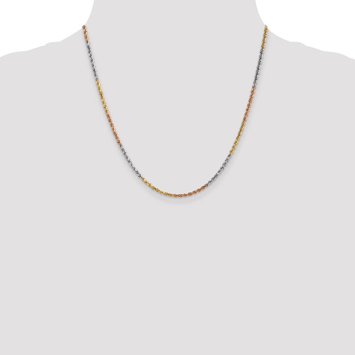 Shop Stylish 14K Tri-Color 20-Inch Diamond-Cut Rope Chain - 2.5mm Luxury-4