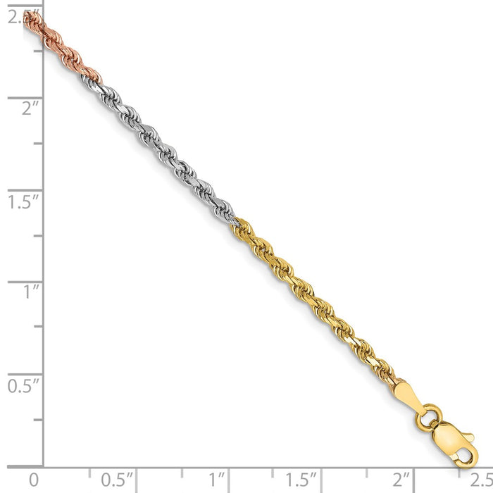 Buy Exclusive 14K Tri-Color Diamond-Cut Rope Chain, 8-Inch, 2.5mm Links-2