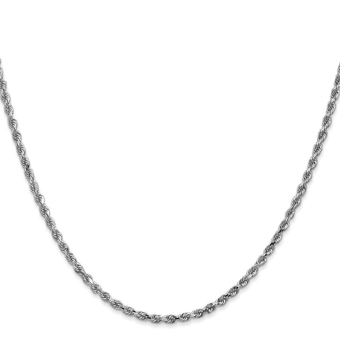 Exclusive 14K White Gold 26-Inch Diamond-Cut Rope Chain, Stylish 2.25mm-2