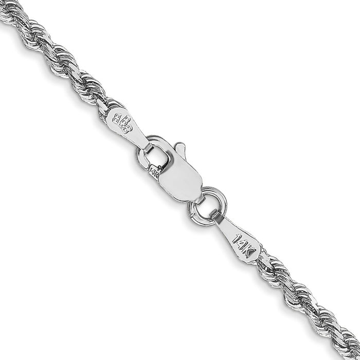 Shop 14K White Gold Diamond-Cut Rope Chain 2.25mm - Stylish 18-Inch Luxury-3