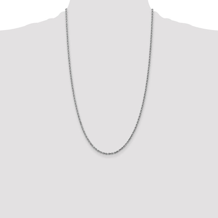 Exclusive 14K White Gold 26-Inch Diamond-Cut Rope Chain, Stylish 2.25mm-4