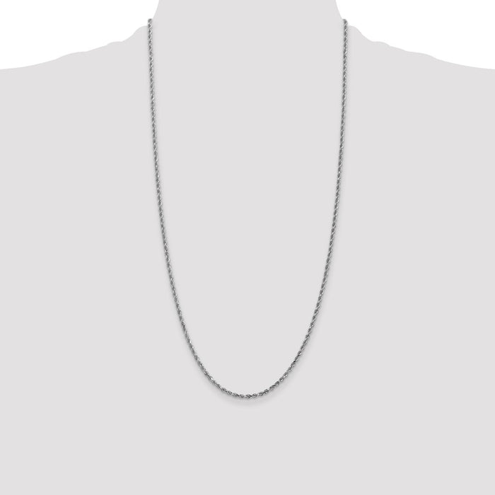 Order 14K White Gold 28-Inch Diamond-Cut Rope Chain - 2.25mm Luxury Design-4