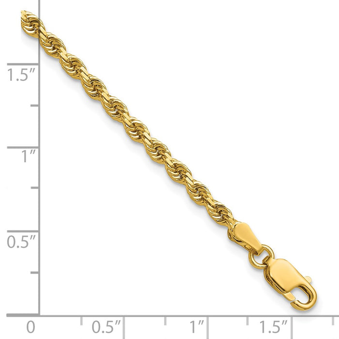 Designer 14K Gold 7-Inch Diamond-Cut Rope Chain - Affordable 2.75mm Thickness-3