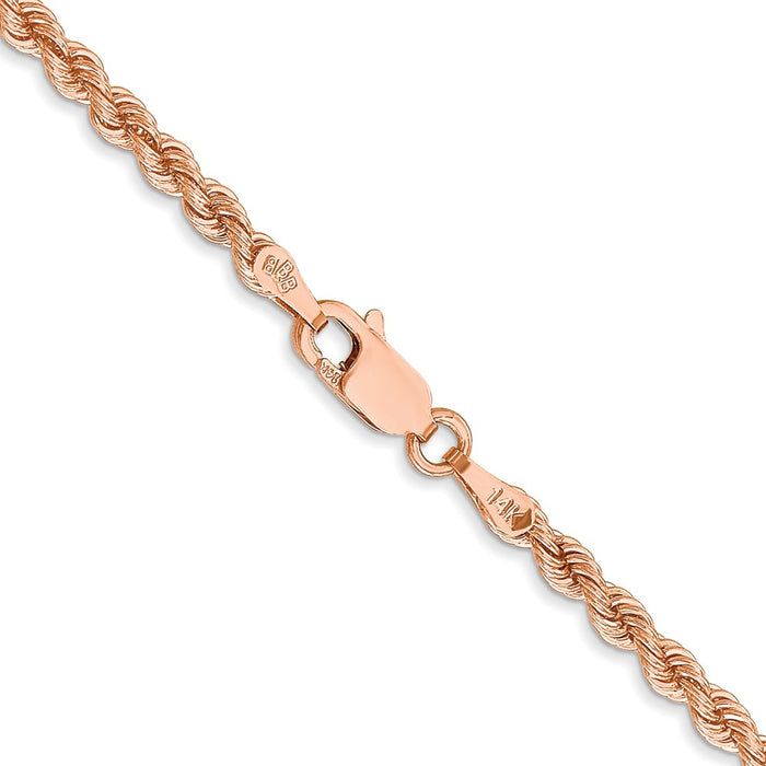 Buy Exclusive 14K Rose Gold 2.75mm Diamond-Cut Rope Chain - Stylish Luxury!-3