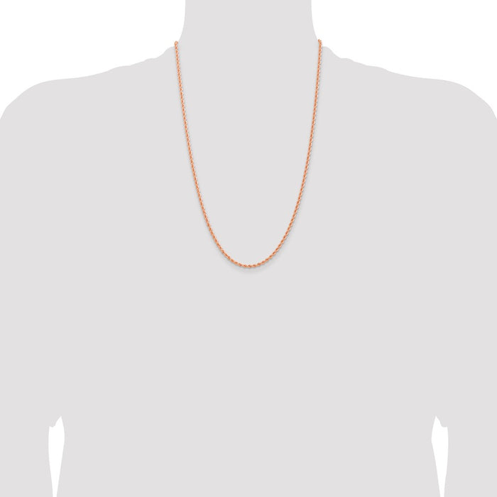 Buy 14K Rose Gold 2.75mm Diamond-Cut Rope Chain - Stylish & Affordable Luxury!-4