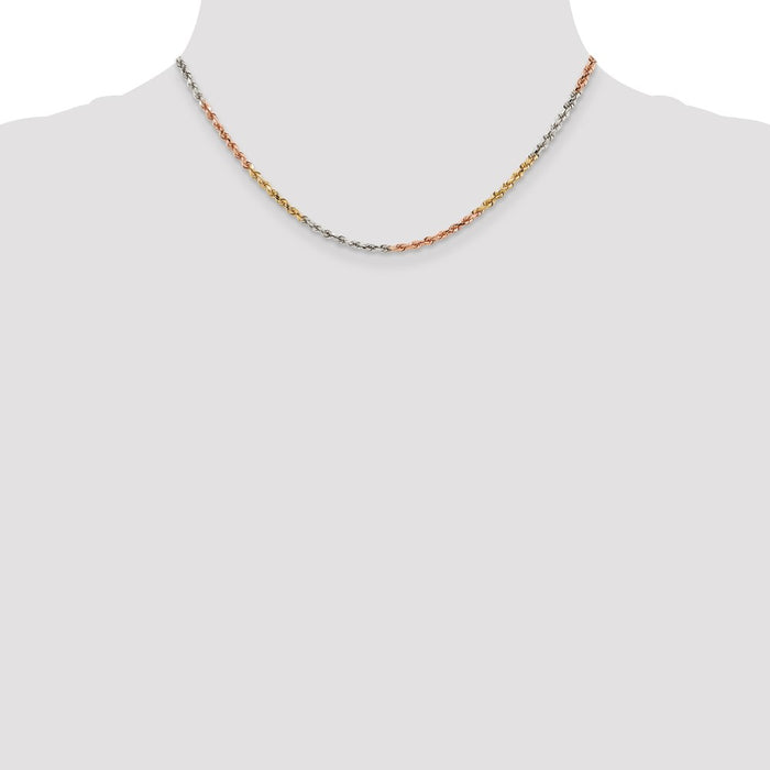 Buy Exclusive 14K Tri-Color 16-Inch Diamond-Cut Rope Chain, 2.9mm-4