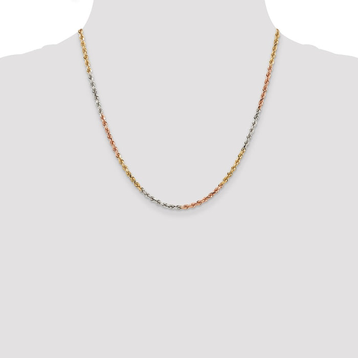 Shop Stylish 14K Tri-Color 20-Inch Diamond-Cut Rope Chain - 2.9mm Links-4