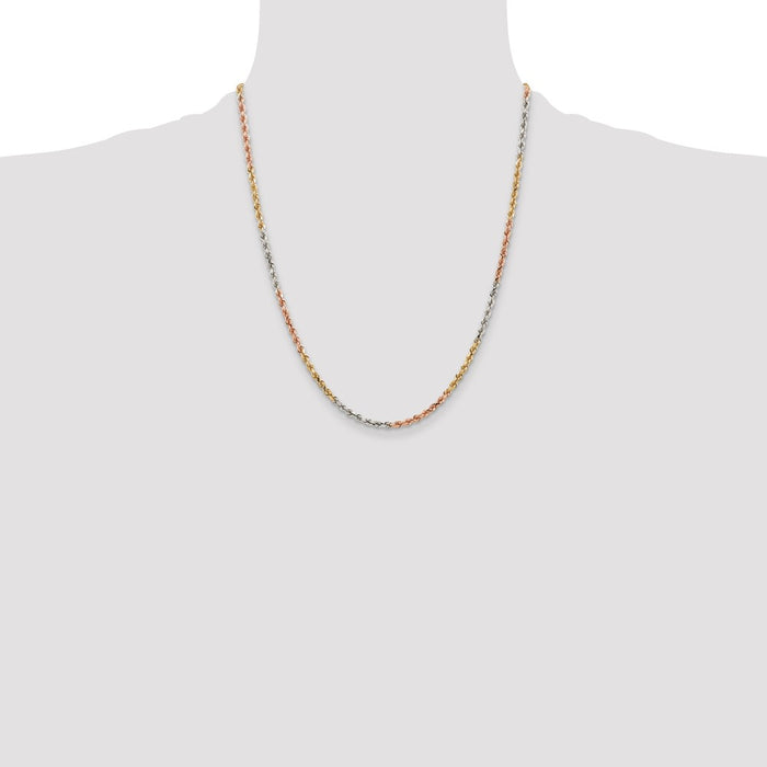 Buy 14K Tri-Color 2.9mm Diamond-Cut Rope Chain - Stylish Luxury Jewelry-4
