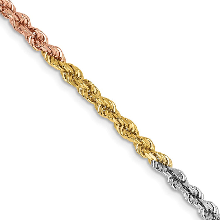 Buy 14K Tri-Color 2.9mm Diamond-Cut Rope Chain - Stylish Luxury Jewelry-1