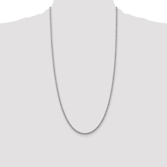 Buy 14K White Gold 28-Inch Diamond-Cut Rope Chain, Stylish 2.75mm Design-4