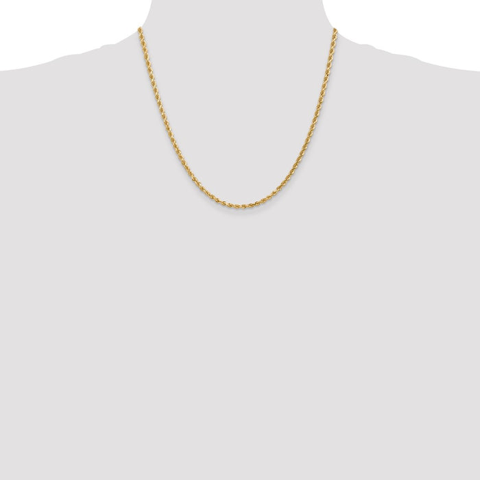 Exclusive 14K Gold 20-Inch 3mm Diamond-Cut Rope Chain - Stylish Luxury Jewelry-4