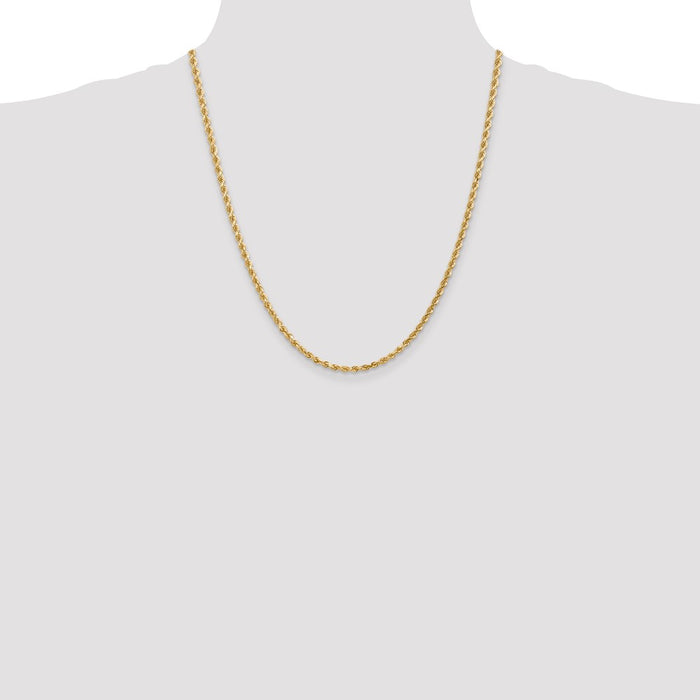 High-Quality 14K Gold 22" 3mm Diamond-Cut Rope Chain - Stylish & Affordable!-4