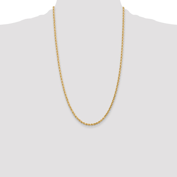 Shop Stylish 14K Gold 26-Inch 3mm Diamond-Cut Rope Chain - Luxury Accessory!-4