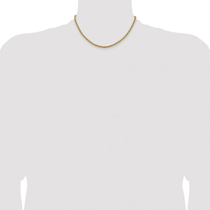 Buy 14K Gold 16-Inch 3mm Classic Rope Chain - Stylish & Durable Design!-4