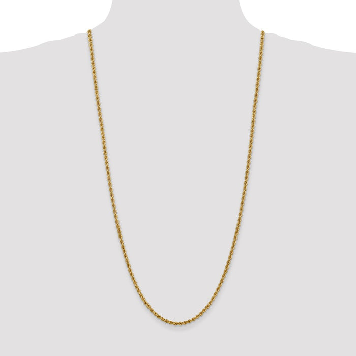 High-Quality 14K Gold 30-Inch 3mm Rope Chain - Affordable Luxury Style!-4