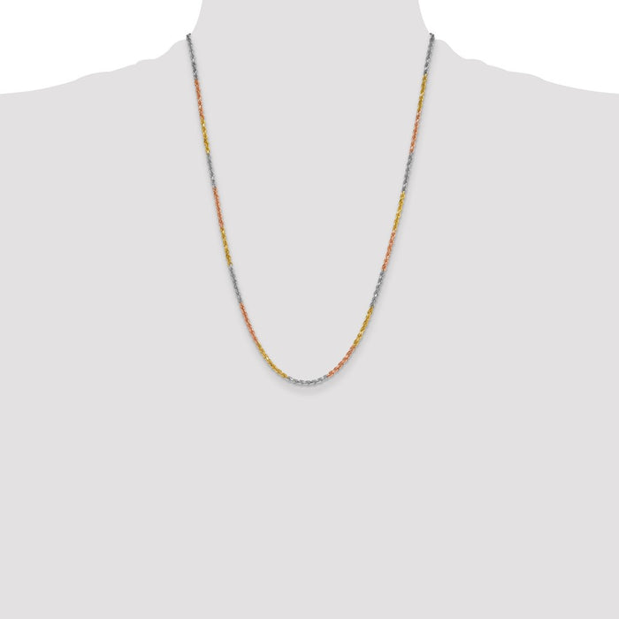 Buy 14K Tri-Color 24-Inch 3mm Diamond-Cut Rope Chain - Stylish & Affordable!-4